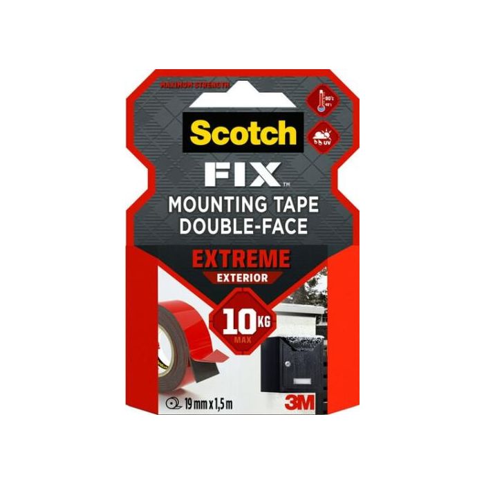 Scotch Cinta Doble Cara de Montaje Extreme para Exteriores, hasta 10 kg, 19mm x 1,5m 10