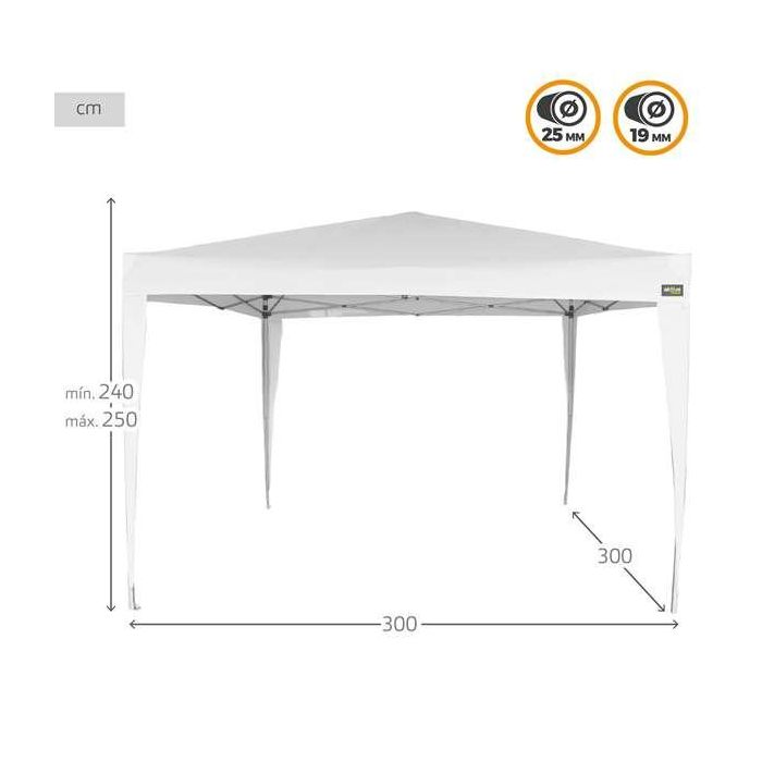 Cenador plegable poliester blanco aktive 300x300x250 cm 2 Cenador plegable poliester blanco aktive 300x300x250 cm 2