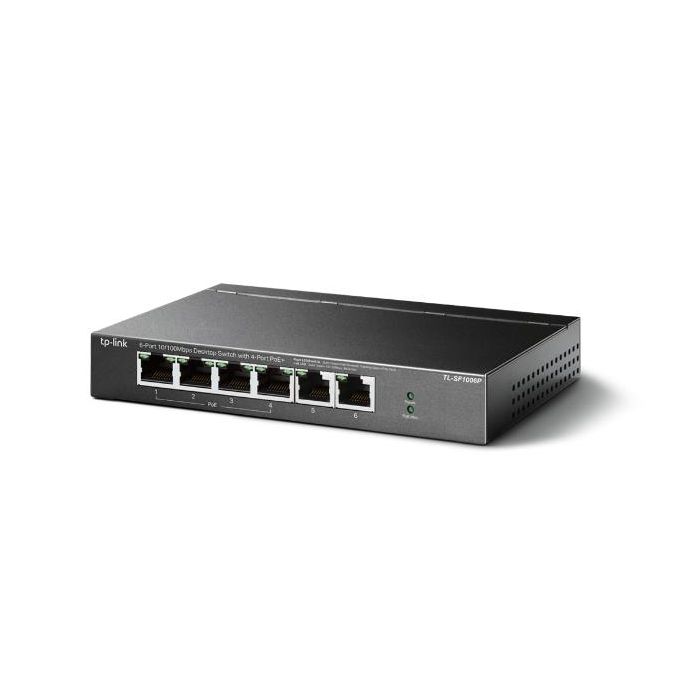 TP-Link TL-SF1006P Switch No Administrado Fast Ethernet (10/100) con 6 Puertos PoE Negro 1