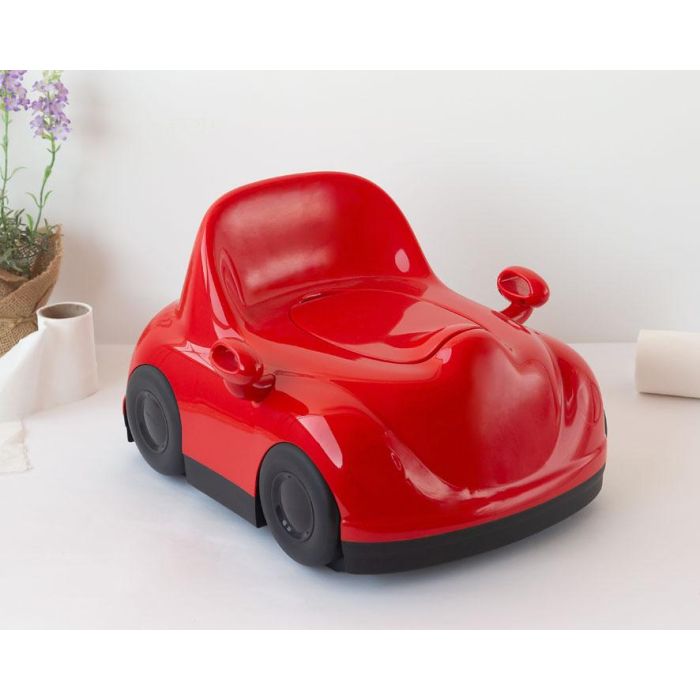 KioKids Orinal Infantil Coche Rojo con Retrovisores, Respaldo y Tapa Extraíble para Aprendizaje y Operación Pañal +12 Meses