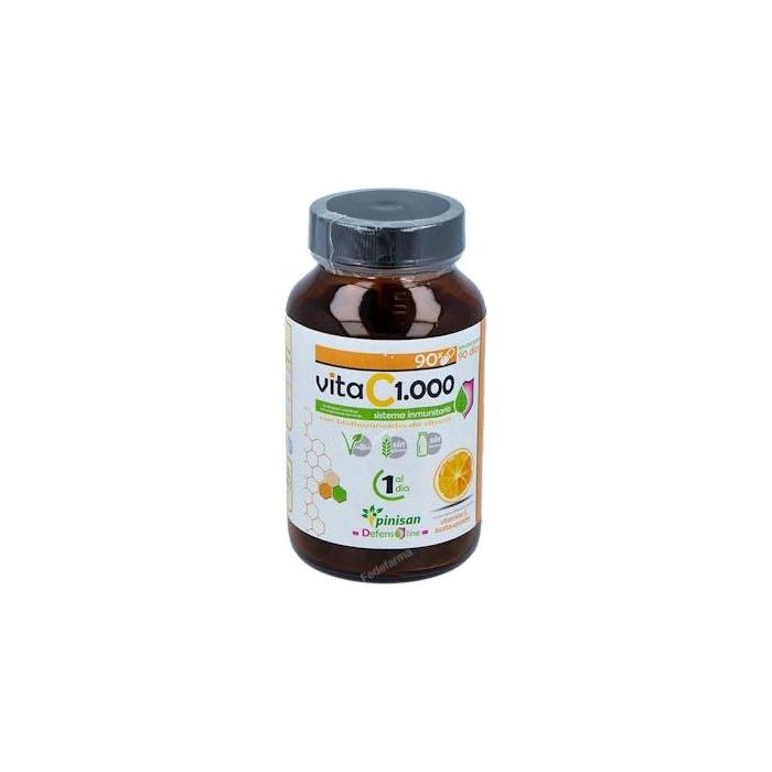 PINISAN Vitamina C 1000 mg con Bioflavonoides para Inmunitario y Antiox. 90 cápsulas. Ácido L-ascórbico