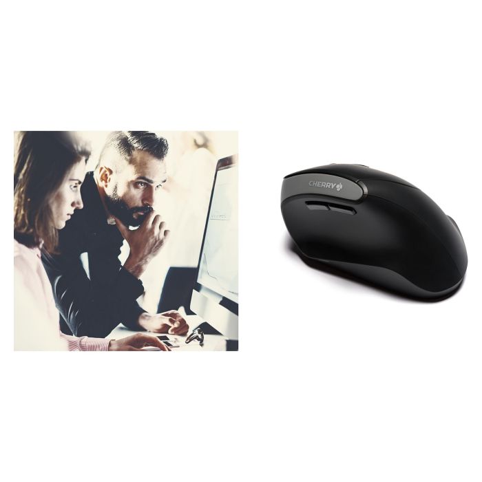 Cherry MW 4500 Ratón Inalámbrico Ergonómico con Diseño 45° para Mayor Comodidad, Resolución Ajustable hasta 1200 dpi y Nano Receptor 1