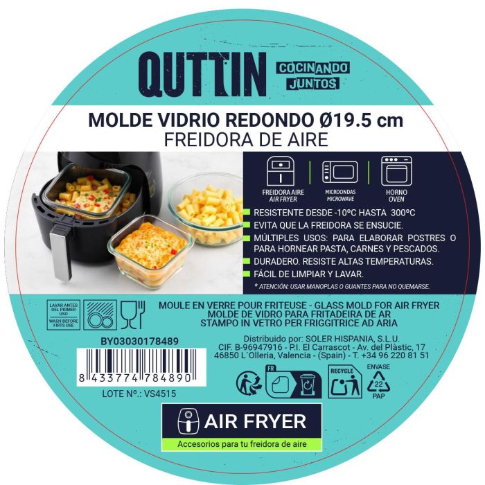 Molde de vidrio redondo para Airfryer 19.5 cm Quttin - Inde (12 Unidades) 5 Molde de vidrio redondo para Airfryer 19.5 cm Quttin - Inde (12 Unidades) 5