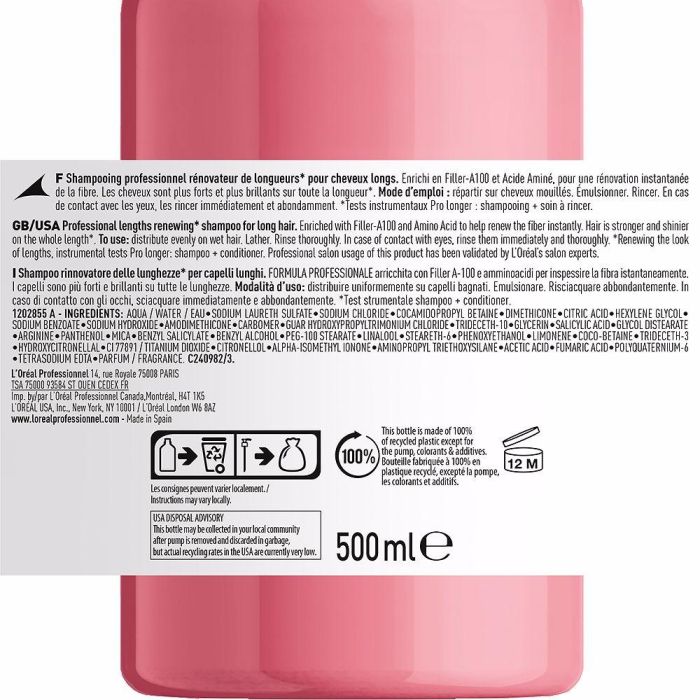 L'Oreal Champú Pro Longer para Cabello Largo 500ml 3 L'Oreal Champú Pro Longer para Cabello Largo 500ml 3