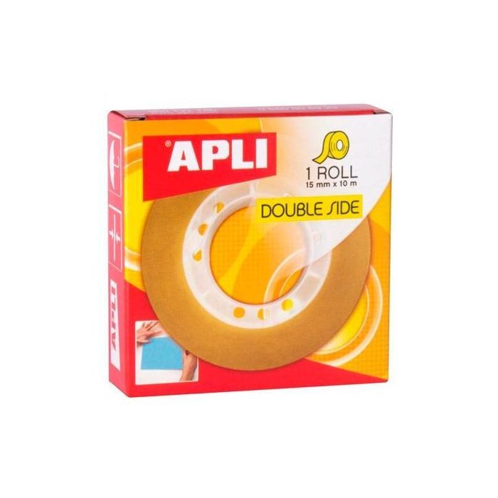 Apli Cinta Adhesiva Transparente Doble Cara 15 mm x 10 m, Pack 20 Unidades Apli Cinta Adhesiva Transparente Doble Cara 15 mm x 10 m, Pack 20 Unidades