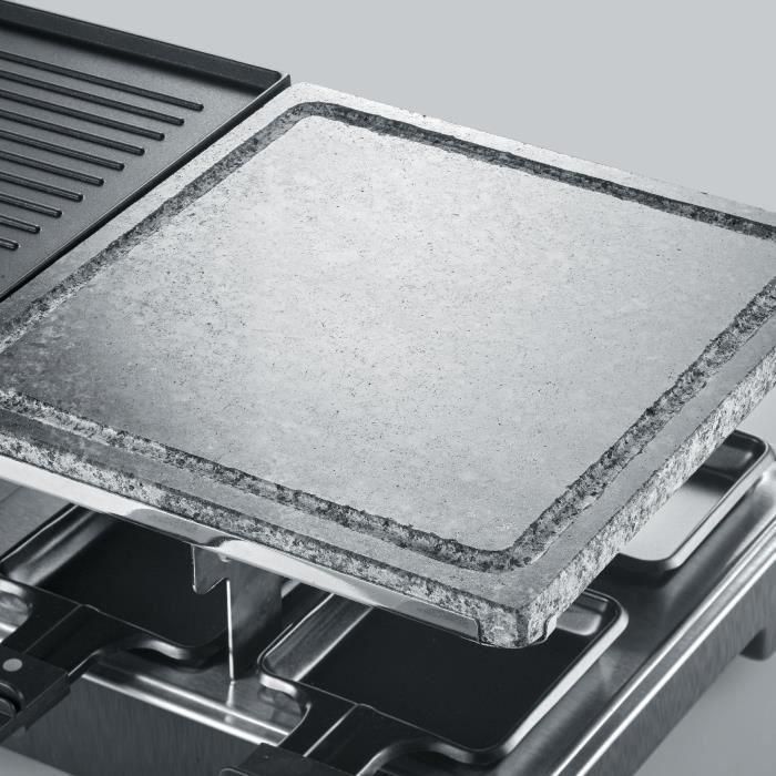 Severin RG2376 Raclette Grill 8 personas con Piedra de cocción natural y Placa antiadherente reversible, Termostato Ajustable 3