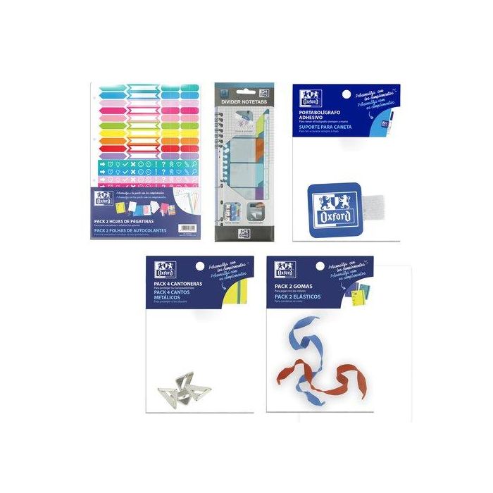Complemento Oxford Europeanbinder Kit Completo 15X 400163059 Pegatinas 15X 400163056 Gomas 15X 400163055 Cantonera 15X 400014016 Regla 15X 400163057 Porta Boligrafo