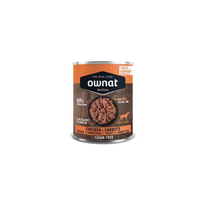 Ownat Wetline Alimento Húmedo para Perros Sabor Pollo y Zanahorias - 12 Latas de 395 gr