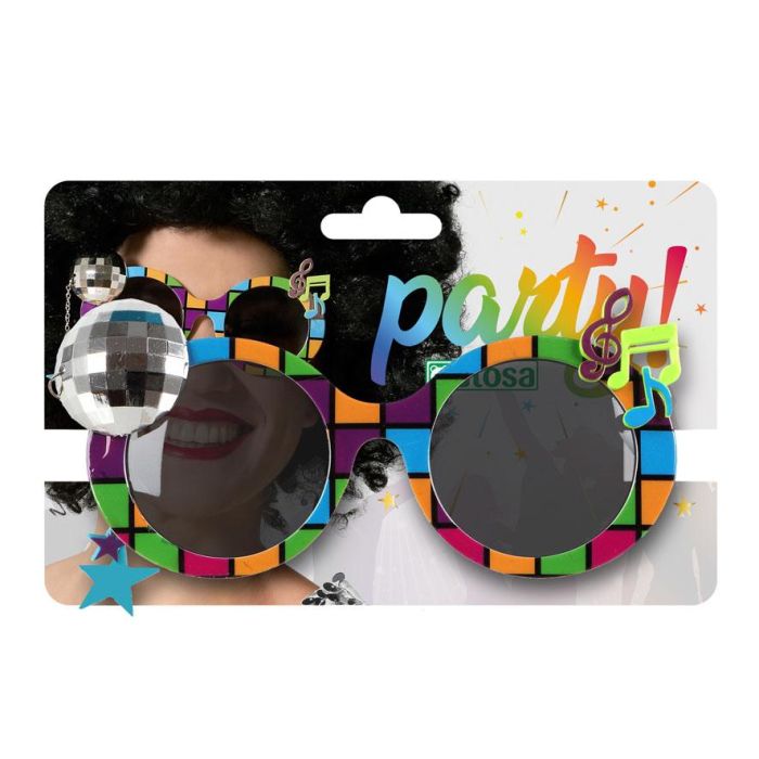 Gafas De Sol Años 70 Multicolor Estilo Disco con Bola de Espejos y Notas Musicales 1