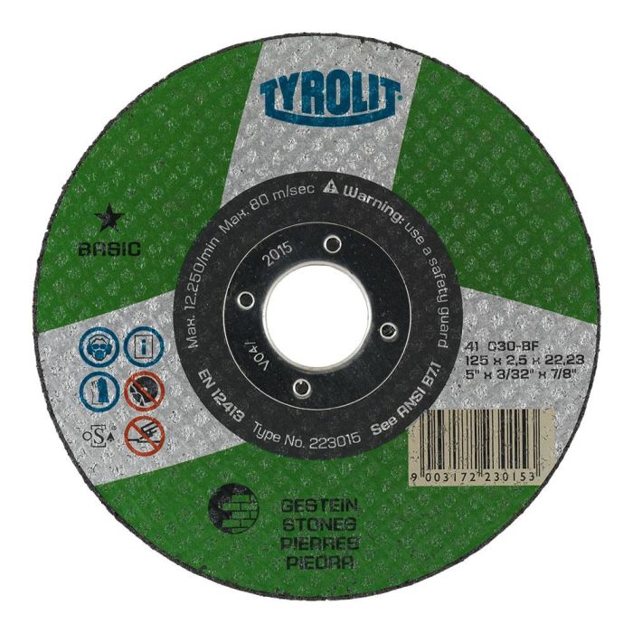 Tyrolit 223025 Disco de corte bombeado Ø115x2,5x22,23 mm para piedra y materiales pétreos 0 Tyrolit 223025 Disco de corte bombeado Ø115x2,5x22,23 mm para piedra y materiales pétreos 0