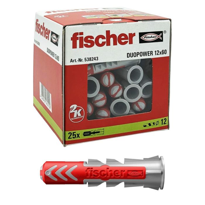 Tacos Fischer DuoPower 538243 Nailon Ø 12 x 60 mm (25 Unidades) 2 Tacos Fischer DuoPower 538243 Nailon Ø 12 x 60 mm (25 Unidades) 2