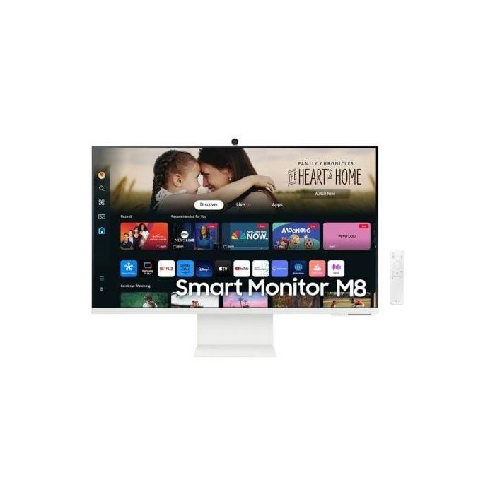 Samsung LS32DM801UUXEN Smart Monitor M8 32" 4K UHD Smart TV con Webcam, HDR10+, Gaming Hub y Soporte Ajustable, Blanco