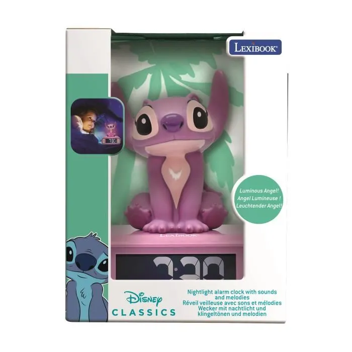Lexibook Despertador Luminoso Disney Stitch RL800D1 con Luz Nocturna y 6 Tonos 2