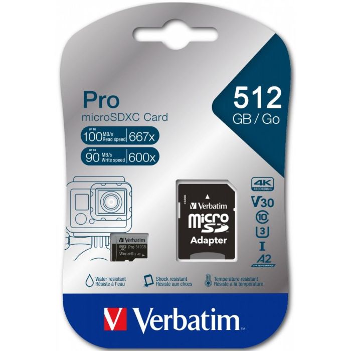 CARD 512GB Verbatim MicroHC Pro Class 10 + Adapter retail 1