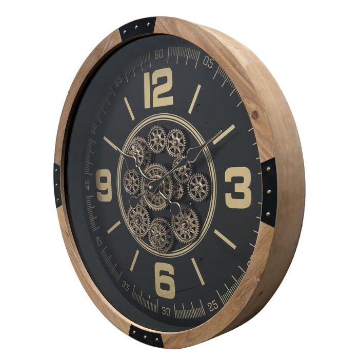Reloj Pared Loft DKD Home Decor Negro Natural 8 x 63.5 x 63.5 cm 1