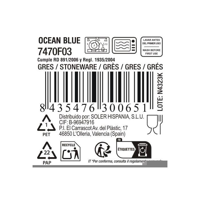Plato Ocean Blue 21.2 x 2.3 cm - Inde (12 Unidades) 3 Plato Ocean Blue 21.2 x 2.3 cm - Inde (12 Unidades) 3
