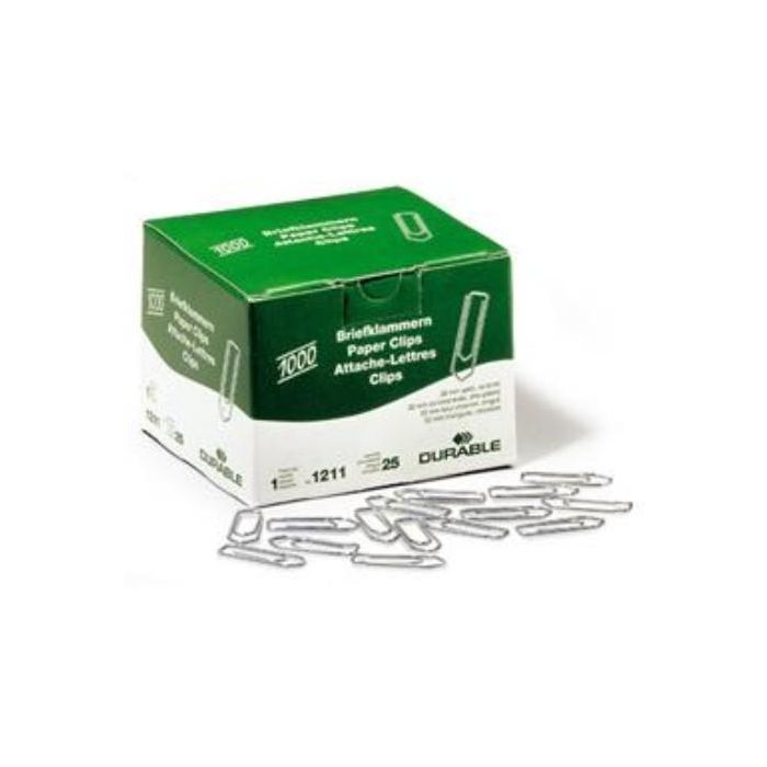 DURABLE Clips de Papel 32 mm, Galvanizados, Caja de 1000 Unidades