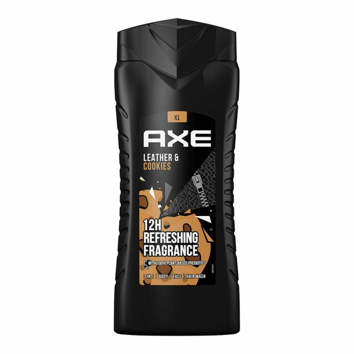 AXE Leather & Cookies Gel de Ducha 3 en 1 para Cuerpo, Cara y Cabello, Fragancia Amaderada y Fresca 400 ml