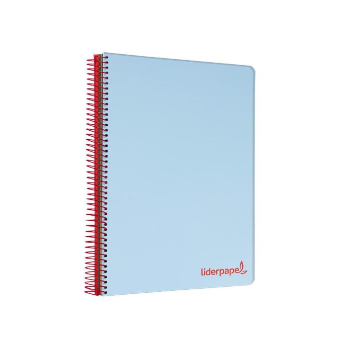 Cuaderno Espiral Liderpapel A4 Micro Wonder Tapa Plastico 120H 90 gr Cuadro 5 mm 5 Banda4 Taladros Color Celeste 3