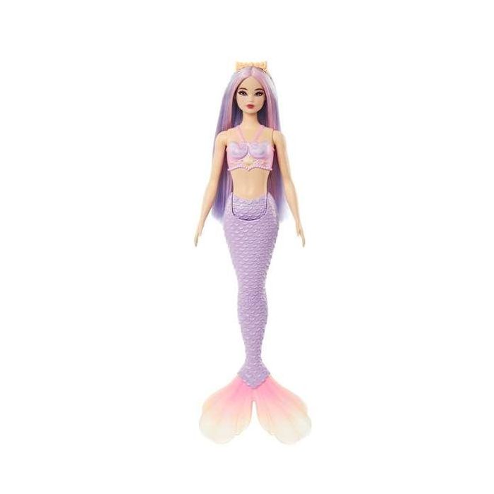 Muñeca barbie sirena con cola rígida. con diadema,corpiño de conchas y cola de colores - modelos surtidos 1