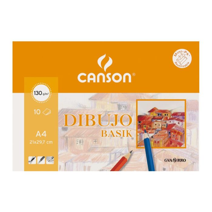 Canson Minipack Dibujo Basik 10 Hojas Liso 130 gr. 29,7x42 cm -Sobre Unitario- 1