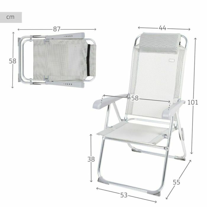 Silla Plegable Aktive Reclinable Gris 44 x 101 x 55 cm 1 Silla Plegable Aktive Reclinable Gris 44 x 101 x 55 cm 1