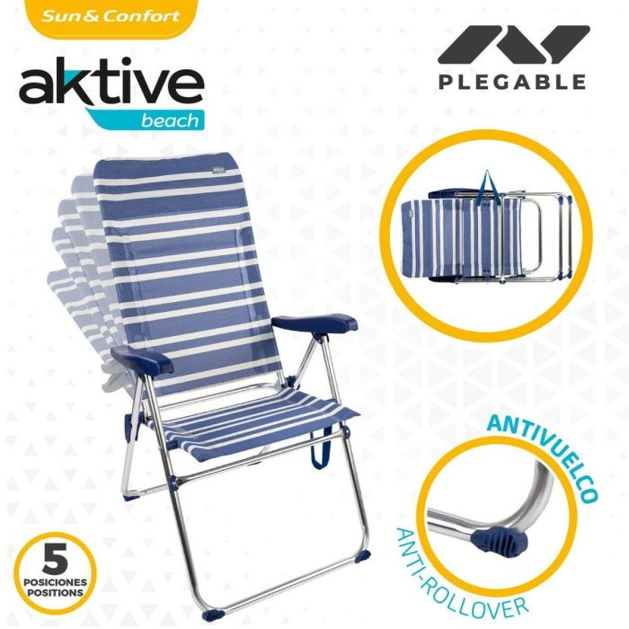 Silla Plegable Aktive Mykonos 47 x 108 x 66 cm (4 Unidades) 2 Silla Plegable Aktive Mykonos 47 x 108 x 66 cm (4 Unidades) 2