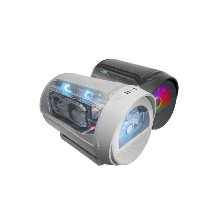 Mars gaming Caja MicroATX MCCYLON Blanca, Caja Gaming Futurista Tipo Turbina con Ventana Panorámica