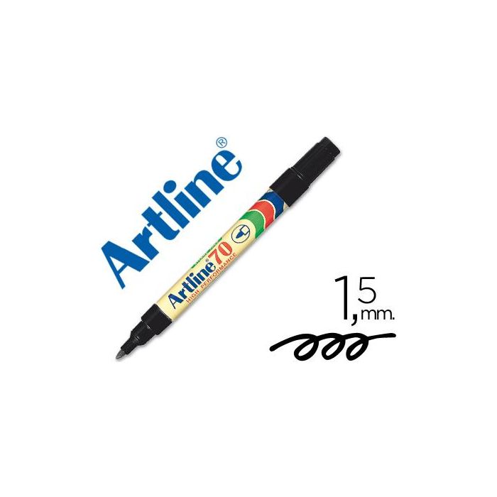 Rotulador Artline Marcador Permanente Ek-70 Negro Punta Redonda 1.5 mm Papel Metal Y Cristal 12 unidades