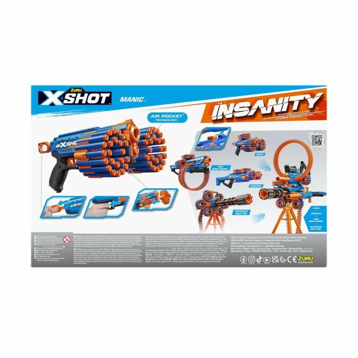 ZURU XSH1696287548730 Lanzador de Dardos X-SHOT Manic, Capacidad 47 Dardos, Alcance 30m, Compacto y Potente 9 ZURU XSH1696287548730 Lanzador de Dardos X-SHOT Manic, Capacidad 47 Dardos, Alcance 30m, Compacto y Potente 9