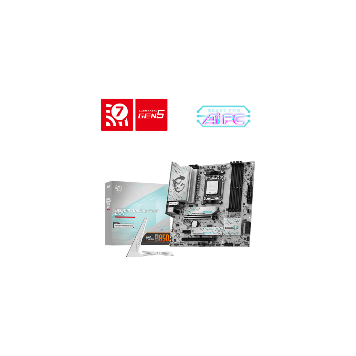 MSI 911-7E66-001 Placa Base B850M GAMING PLUS WiFi AMD B850 Zócalo AM5 micro ATX DDR5 Wi-Fi 7 5GbE para Ryzen 7000/8000/9000, 3x M.2 MSI 911-7E66-001 Placa Base B850M GAMING PLUS WiFi AMD B850 Zócalo AM5 micro ATX DDR5 Wi-Fi 7 5GbE para Ryzen 7000/8000/9000, 3x M.2