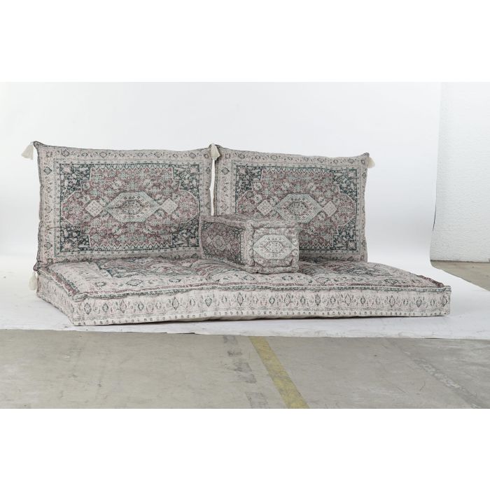DKD Home Decor Sillón Verde de Algodón Colección Lahaul Acabado Desgastado 4 Piezas 155x76x65 cm Altura Asiento 13 cm 22 kg 4