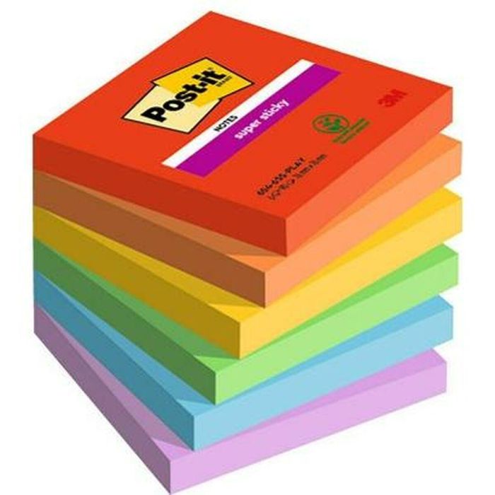 Notas Adhesivas Post-it Super Sticky Multicolor 6 Piezas 76 x 76 mm (2 Unidades) 1