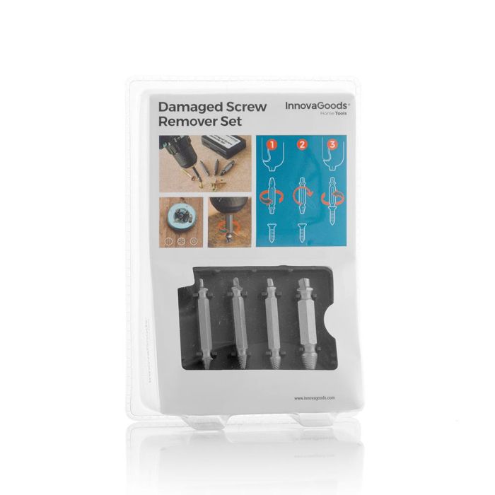 Brocas para Extraer Tornillos Dañados InnovaGoods 4 Unidades 6 Brocas para Extraer Tornillos Dañados InnovaGoods 4 Unidades 6