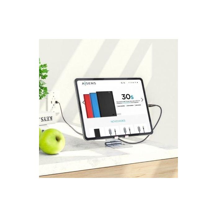 Aisens Soporte de Sobremesa Ajustable para Móvil y Tablet, Aleación de Aluminio, Plegable, Antideslizante 3 Aisens Soporte de Sobremesa Ajustable para Móvil y Tablet, Aleación de Aluminio, Plegable, Antideslizante 3