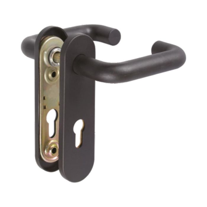 Edm Manivela de nylon para puertas cortafuegos 172x46.5mm, negro, incluye cuadradillo de acero