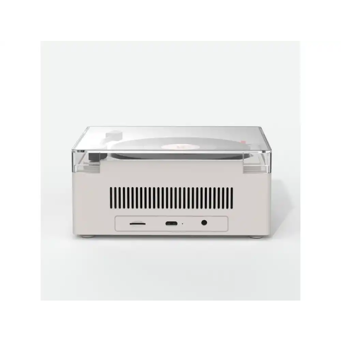 Wondee VS-80 Altavoz Despertador Vinilo Retro Grey con Bluetooth, Aux, Tarjeta SD, 5W, 8h Batería 1