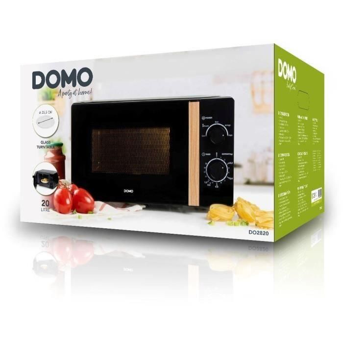 Horno microondas DOMO DO2820 - 20L - 700W - Temporizador 35 min - Función descongelación - L44 x P35,8 x H 25,8 cm - Acabado en madera negra 5