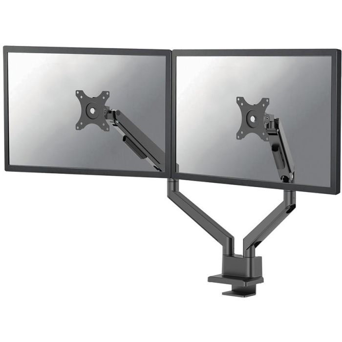 Neomounts DS70-250BL2 Soporte de Mesa para 2 Monitores de 17-32" hasta 9kg, Resorte de Gas, Pinza/Atornillado, Negro