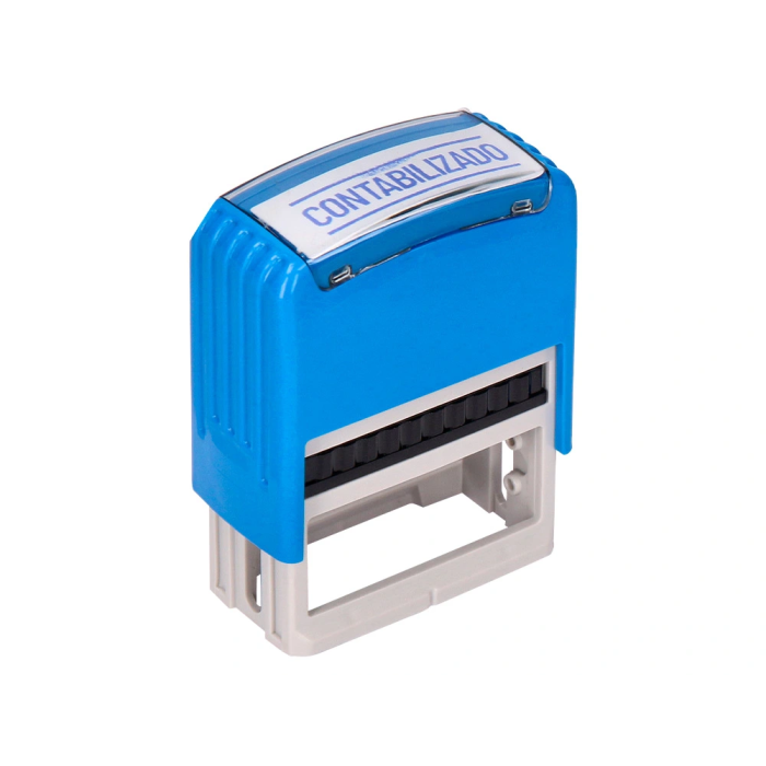 Q-connect Sello Entintado Automatico Contabilizado, Almohadilla 14x38 mm Color Azul 4