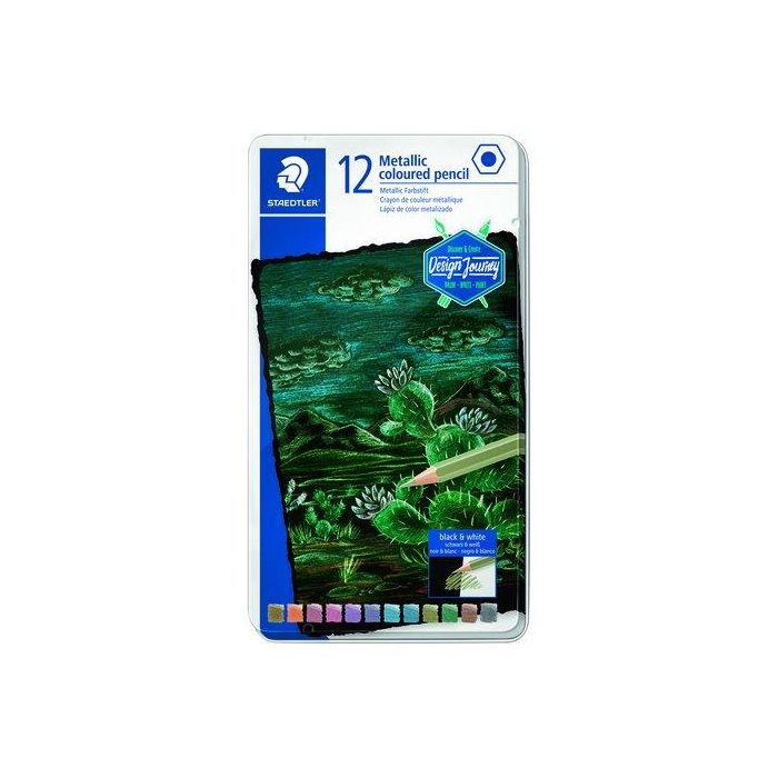 Lapices De Colores Staedtler Design Journey 146 Colores Metalico Estuche Metal De 12