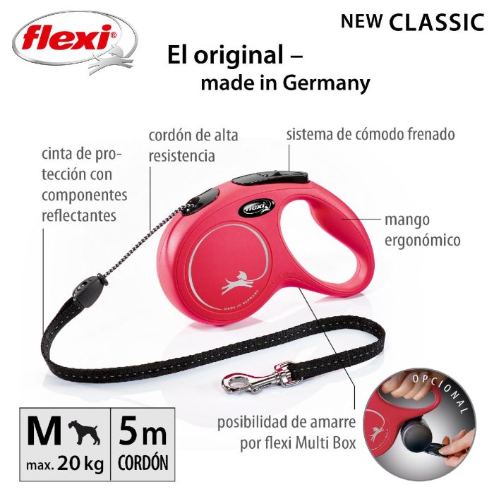 Flexi Correa New Classic M Cordón 5M Rojo para Perros 0 Flexi Correa New Classic M Cordón 5M Rojo para Perros 0