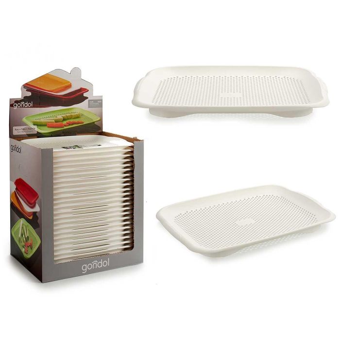 Bandeja con escurridor plástico blanco Kinvara 27x36 cm (24 Unidades) Bandeja con escurridor plástico blanco Kinvara 27x36 cm (24 Unidades)