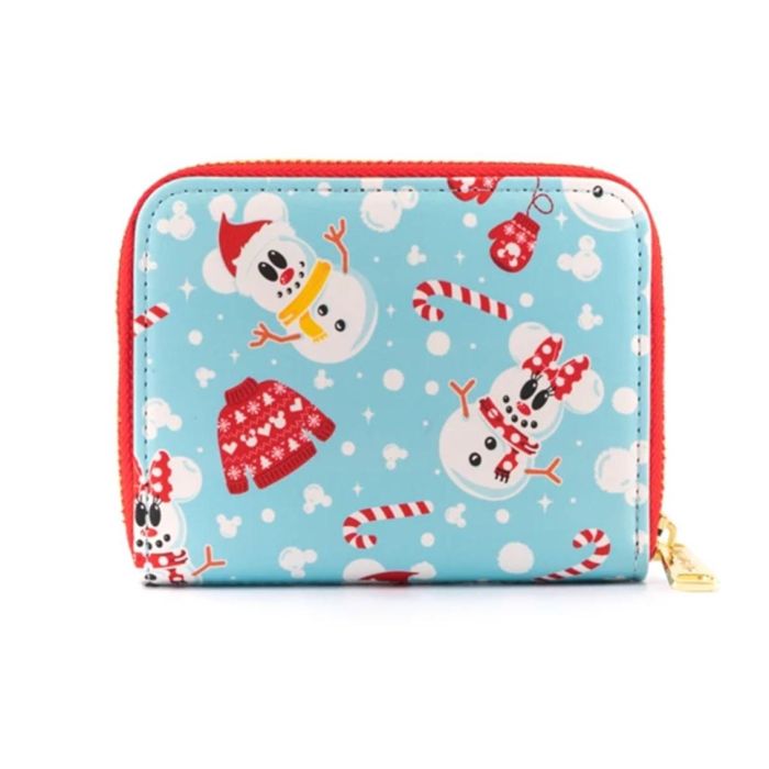 Loungefly Cartera con cremallera Disney Mickey Minnie Snowman AOP Cuero Vegano 1 Loungefly Cartera con cremallera Disney Mickey Minnie Snowman AOP Cuero Vegano 1