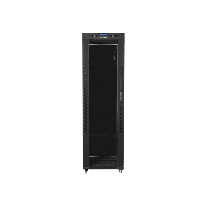 Lanberg FF01-6042-12B Armario Rack 42U Independiente Negro, Capacidad 800kg, IP20, Ruedas, Patas Ajustables y Cerradura 1