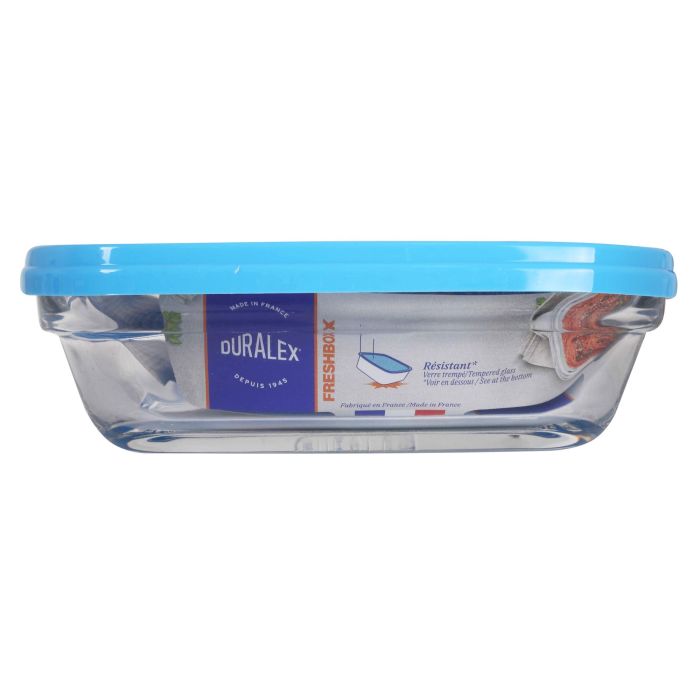 Duralex Fiambrera Rectangular Freshbox 0.4L Tapa Azul - 11 x 4.5 x 15.5 cm (8 Unidades) 1