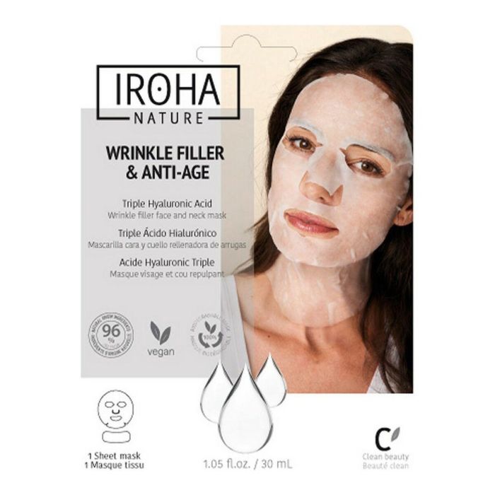 Iroha Mascarilla Facial Tisú Rellenadora & Anti-Aging Triple Ácido Hialurónico