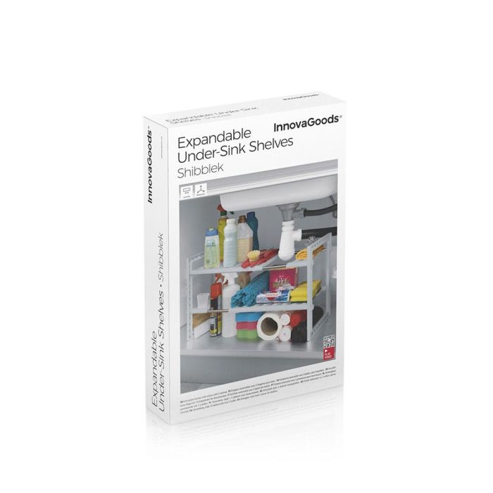 Estantería Extensible para Fregadero Shibblek InnovaGoods 2 Estantes 2 Estantería Extensible para Fregadero Shibblek InnovaGoods 2 Estantes 2