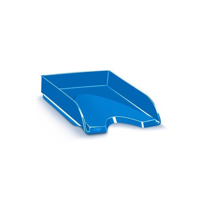 Cep Bandeja de Sobremesa Apilable de Plástico Azul 257x348x66 mm para Documentos A4/Folio, Poliestireno Reciclable