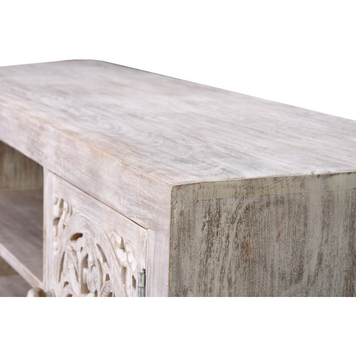 Giner y Colomer Mueble Tv Madera de Mango y Patas de Metal Blanco Envejecido 3